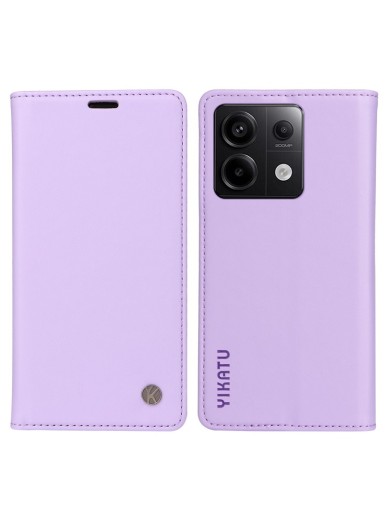 Калъф за телефон от еко кожа тип портмоне за Xiaomi Poco X6 - лилав