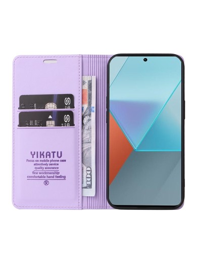 Калъф за телефон от еко кожа тип портмоне за Xiaomi Poco X6 - лилав