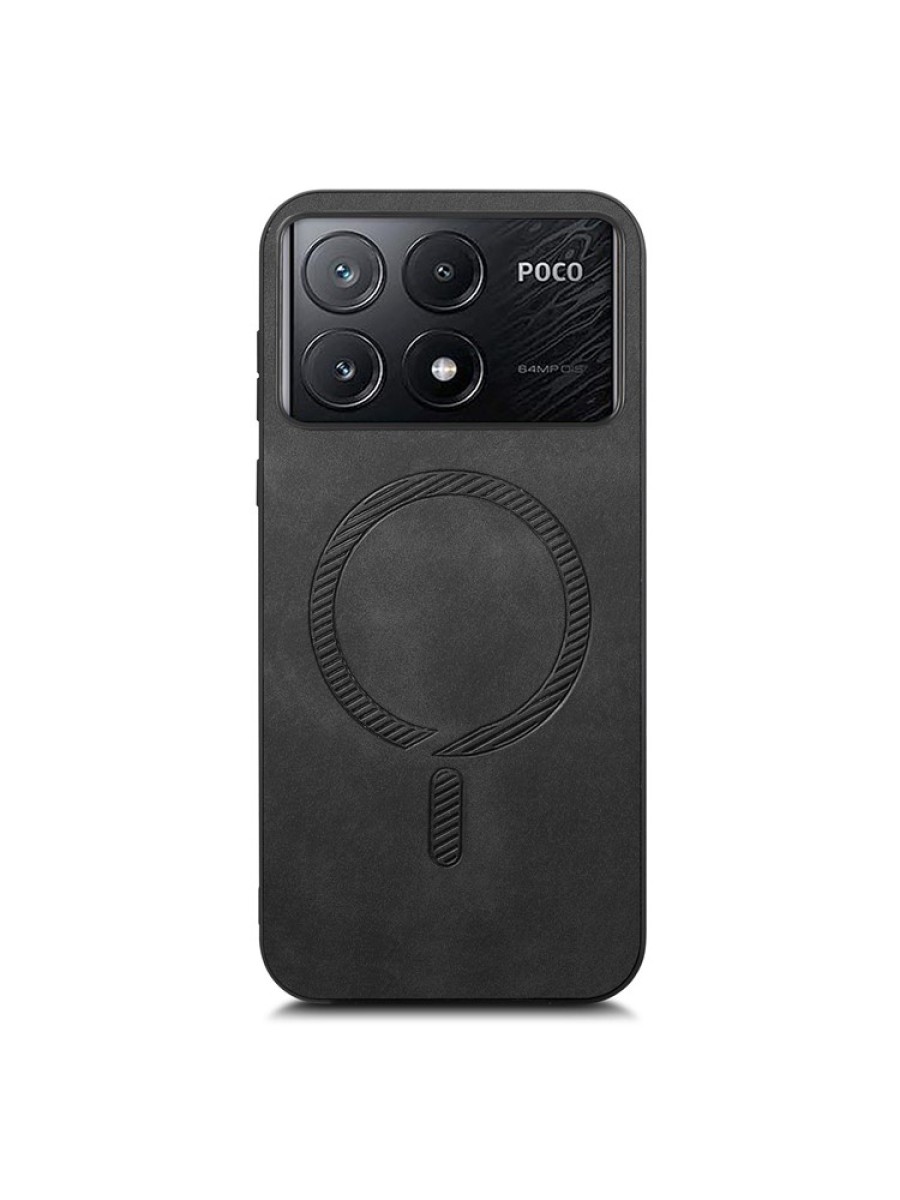 Предпазен гръб от еко кожа съвместим с MagSafe за Xiaomi Poco X6 Pro - черен