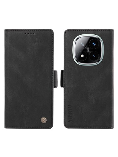 Калъф от еко кожа тип портмоне за Xiaomi Poco X7 - черен