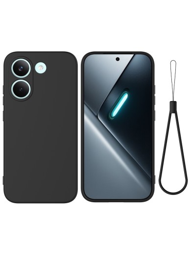 Предпазен устойчив на надраскване силиконов гръб с каишка за Xiaomi Poco X8 Pro - черен