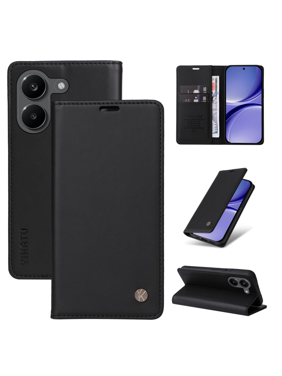 Калъф за телефон от еко кожа тип портмоне за Xiaomi Poco X8 Pro - черен