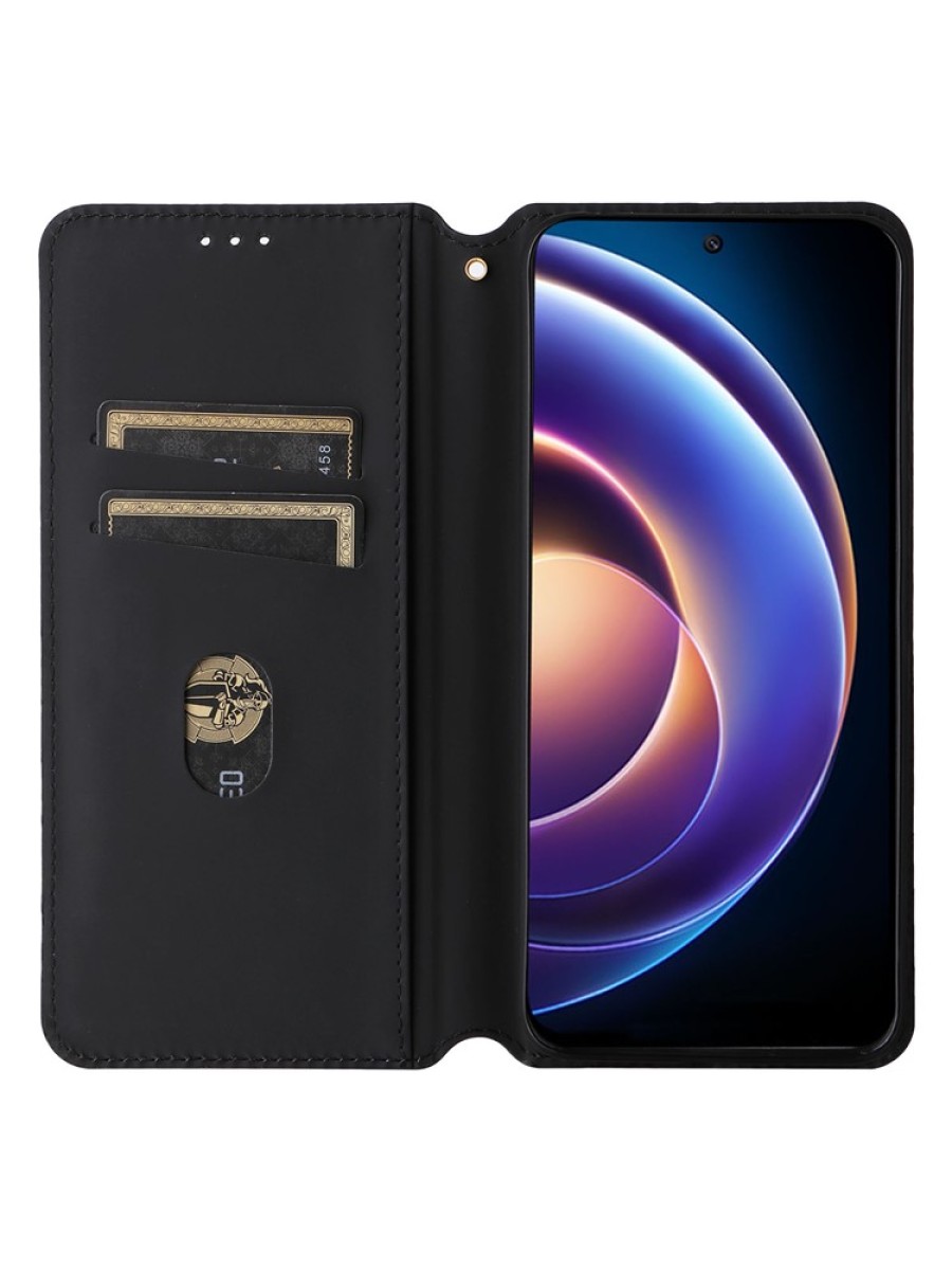Калъф от еко кожа тип портмоне за Xiaomi Redmi 12 5G - сребрист