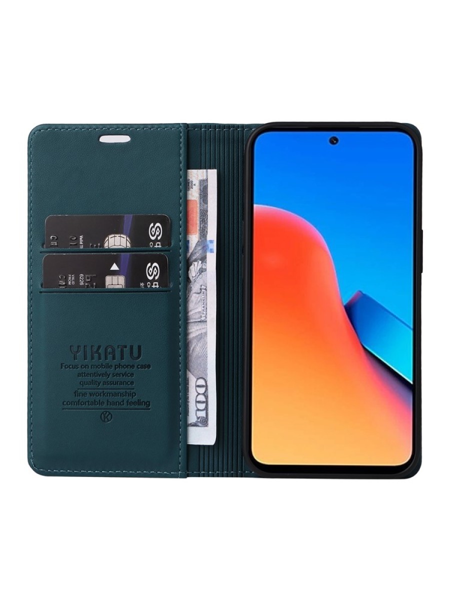 Калъф за телефон от еко кожа тип портмоне за Xiaomi Redmi 12 5G - зелен