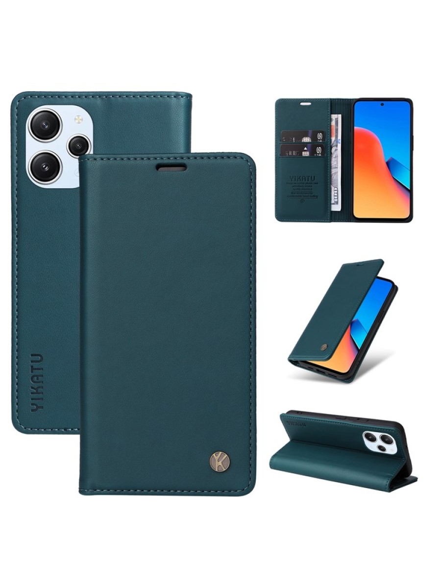 Калъф за телефон от еко кожа тип портмоне за Xiaomi Redmi 12 5G - зелен