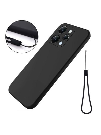 Предпазен удароустойчив силиконов гръб с каишка за Xiaomi Redmi 12 - черен Предпазен удароустойчив силиконов гръб с каишка за Xiaomi Redmi 12 - черен