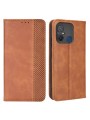 Калъф от еко кожа с ретро текстура тип портмоне за Xiaomi Redmi 12C - кафяв