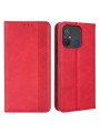 Калъф от еко кожа с ретро текстура тип портмоне за Xiaomi Redmi 12C - червен