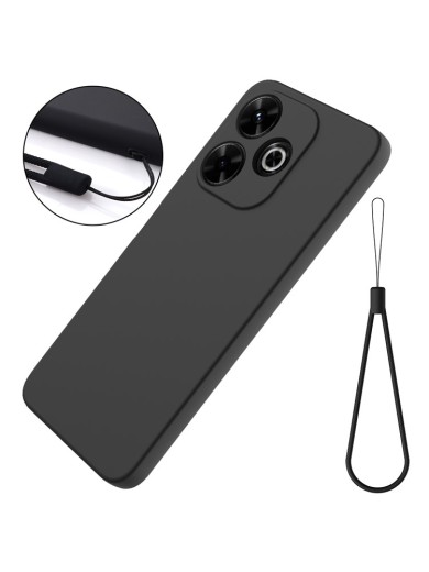 Предпазен удароустойчив силиконов гръб с каишка за Xiaomi Redmi 13 - черен