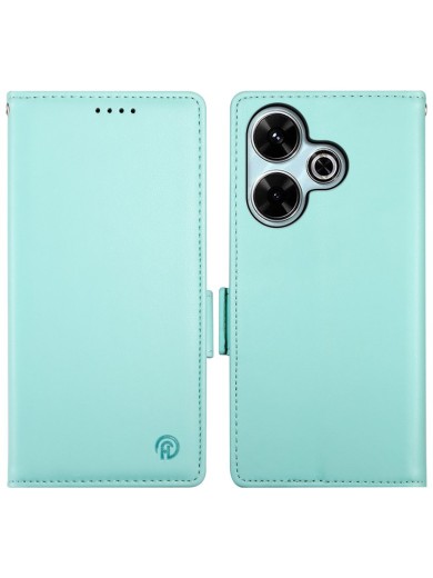Калъф от еко кожа тип портмоне за Xiaomi Redmi 13 - зелен