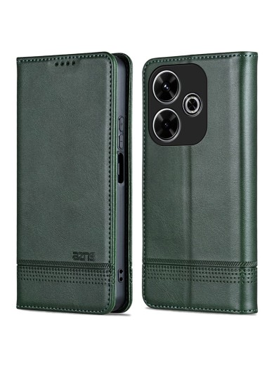 Калъф от еко кожа тип портмоне за Xiaomi Redmi 13 - зелен