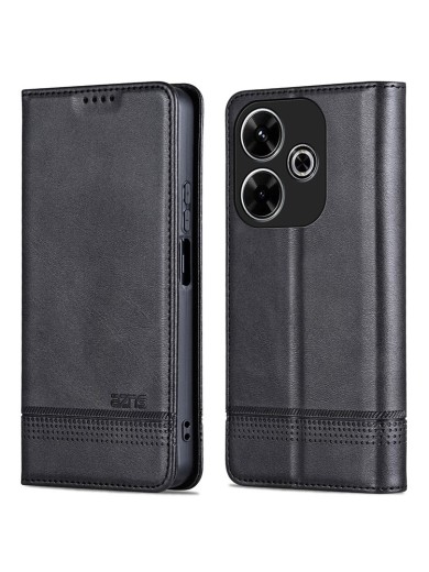 Калъф от еко кожа тип портмоне за Xiaomi Redmi 13 - черен