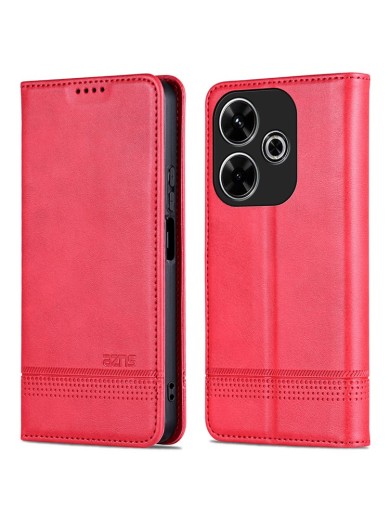Калъф от еко кожа тип портмоне за Xiaomi Redmi 13 - червен