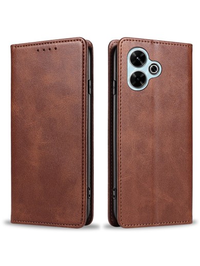 Калъф от еко кожа тип портмоне за Xiaomi Redmi 13 - кафяв