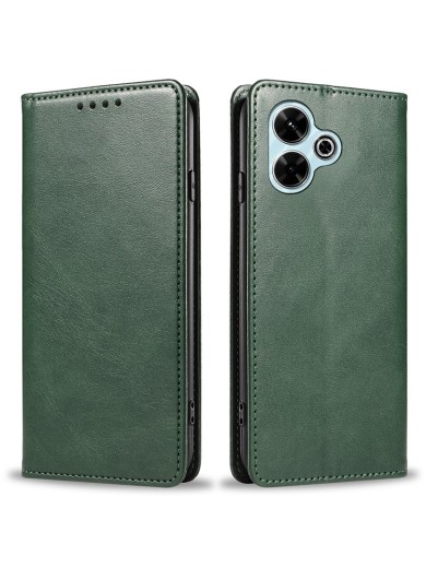 Калъф от еко кожа тип портмоне за Xiaomi Redmi 13 - зелен