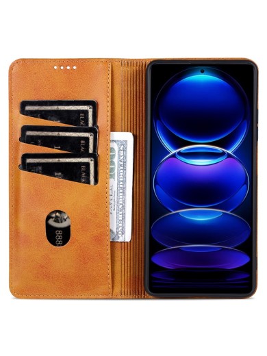 Калъф от еко кожа тип портмоне за Xiaomi Redmi 13 - кафяв