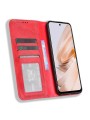 Калъф от еко кожа с ретро текстура тип портмоне за Xiaomi Redmi 13 - червен