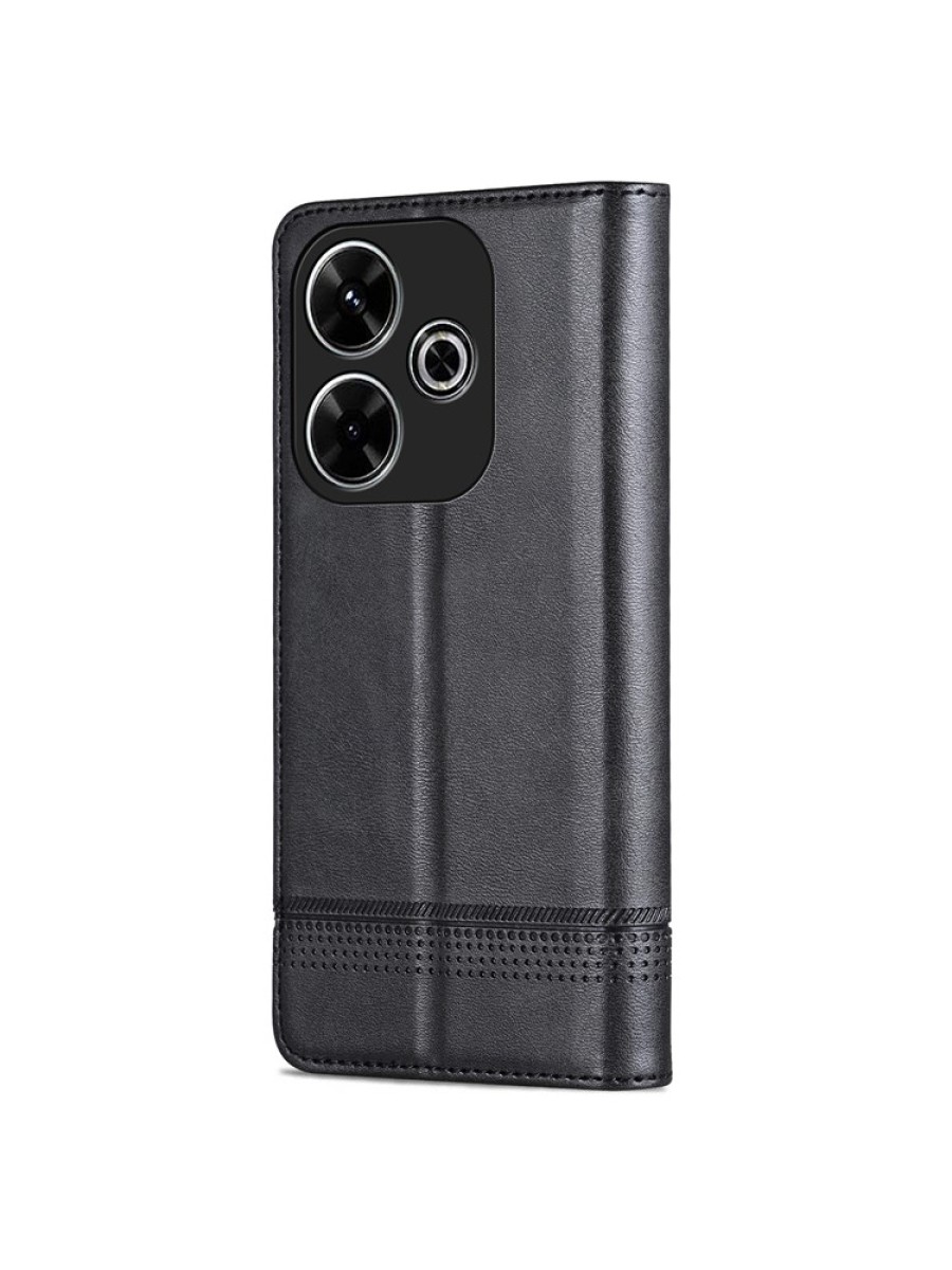 Калъф от еко кожа тип портмоне за Xiaomi Redmi 13 - черен