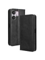 Калъф от еко кожа с ретро текстура тип портмоне за Xiaomi Redmi 13C 5G - черен