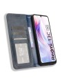 Калъф от еко кожа с ретро текстура тип портмоне за Xiaomi Redmi 13C 5G - син