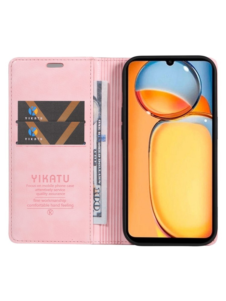 Калъф от еко кожа тип портмоне за Xiaomi Redmi 13C 5G - розов
