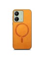 Предпазен гръб от еко кожа съвместим с MagSafe за Xiaomi Redmi 13C - жълт