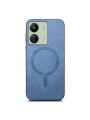 Предпазен гръб от еко кожа съвместим с MagSafe за Xiaomi Redmi 13C - син