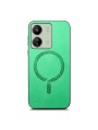Предпазен гръб от еко кожа съвместим с MagSafe за Xiaomi Redmi 13C - зелен