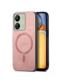 Предпазен гръб от еко кожа съвместим с MagSafe за Xiaomi Redmi 13C - розов