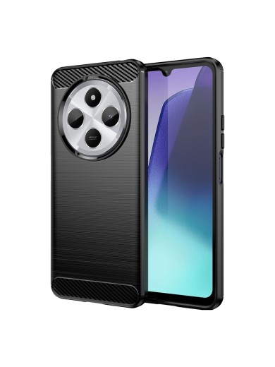 Мек удароустойчив гръб с текстура на карбонови влакна за Xiaomi Redmi 14C - черен