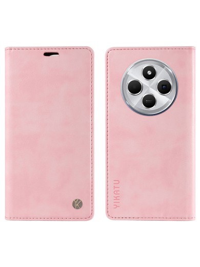 Калъф от еко кожа тип портмоне за Xiaomi Redmi 14R - розов