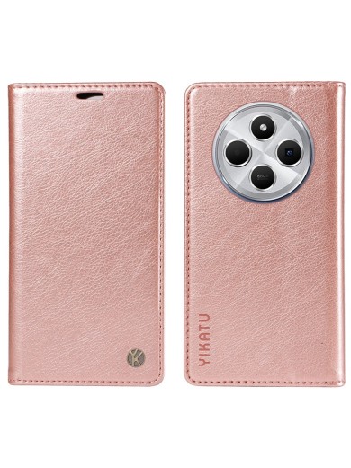 Калъф от еко кожа тип портмоне за Xiaomi Redmi 14R - розов