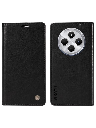 Калъф от еко кожа тип портмоне за Xiaomi Redmi 14R - черен