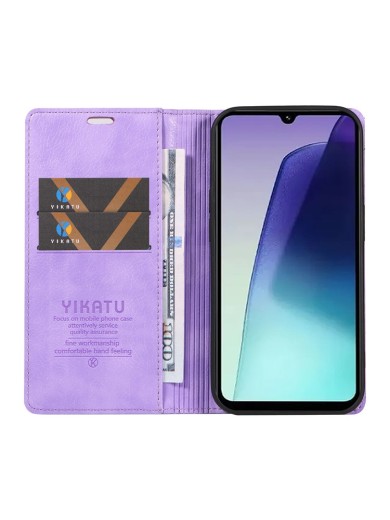 Калъф от еко кожа тип портмоне за Xiaomi Redmi 14R - лилав