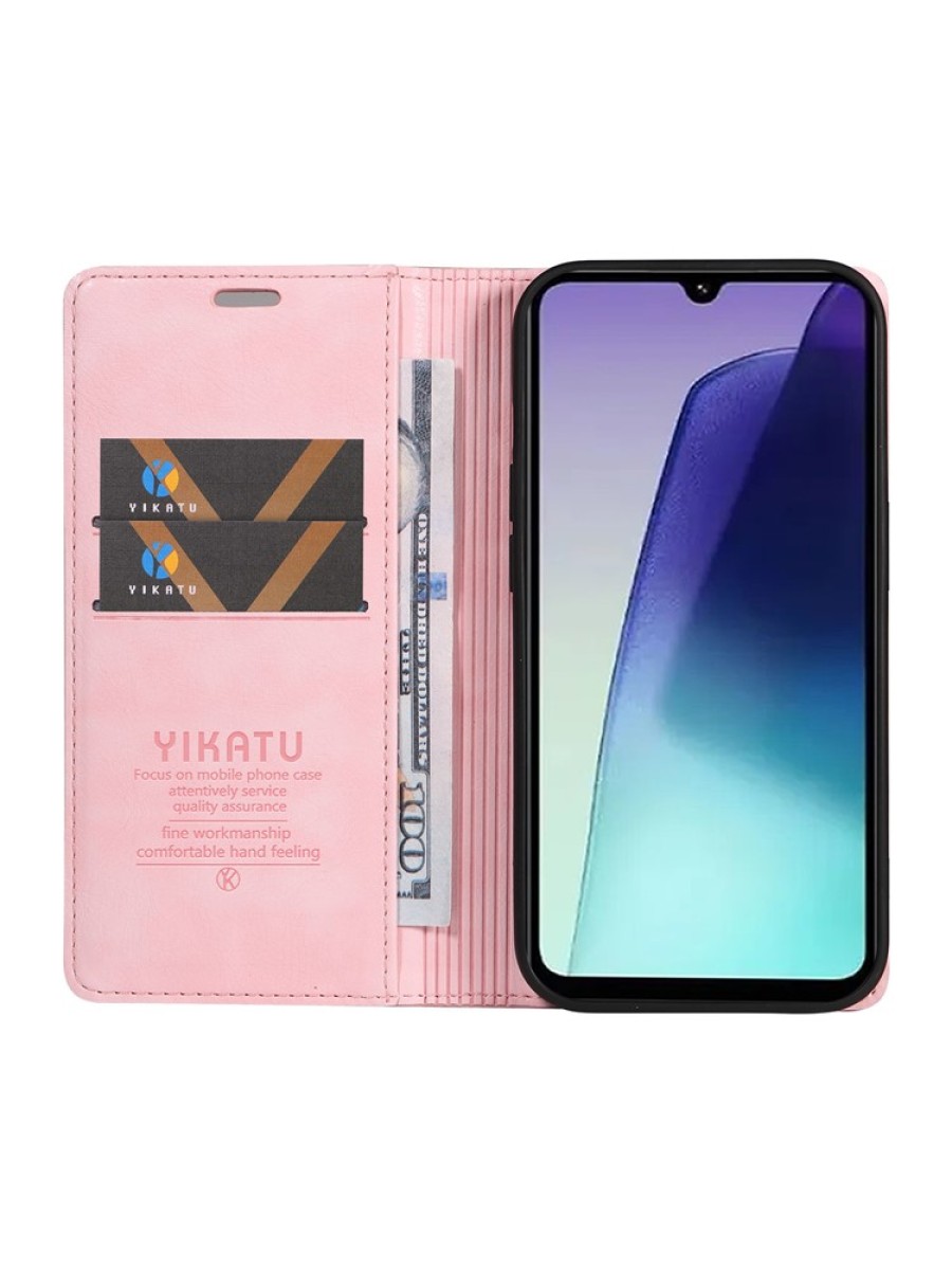 Калъф от еко кожа тип портмоне за Xiaomi Redmi 14R - розов