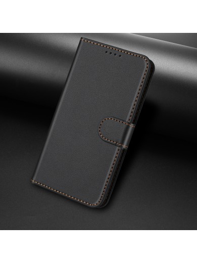 Удароустойчив калъф от еко кожа тип портмоне за Xiaomi Redmi 14R - черен