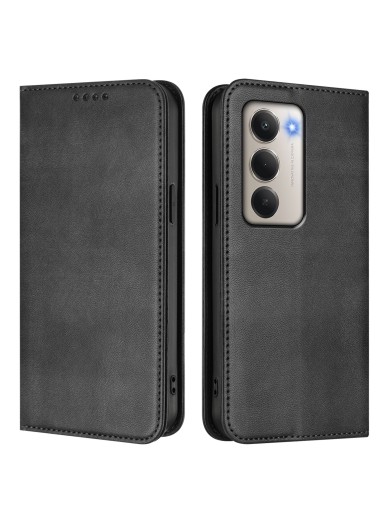 Калъф от еко кожа тип портмоне с RFID блокиране за Xiaomi Redmi 15 4G - черен