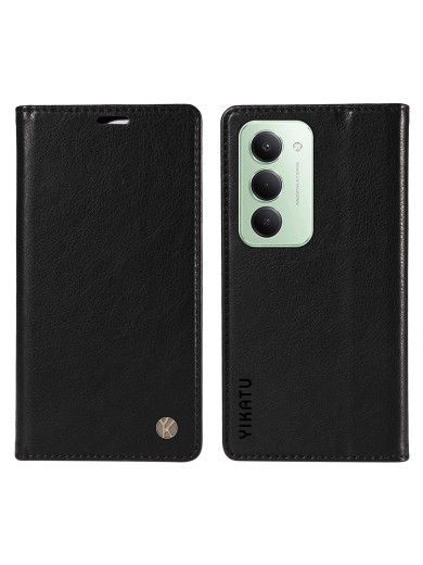 Калъф от еко кожа тип портмоне за Xiaomi Redmi 15 4G - черен