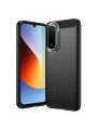 Мек удароустойчив гръб с текстура на карбонови влакна за Xiaomi Redmi 15a - черен