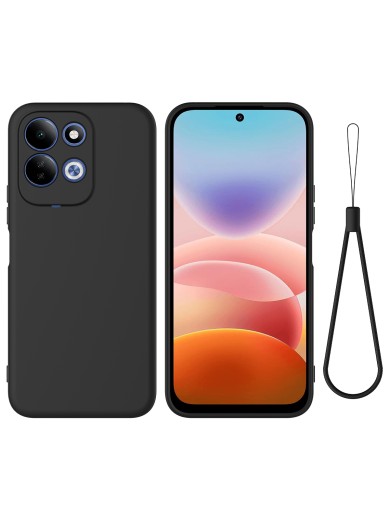 Предпазен устойчив на надраскване силиконов гръб с каишка за Xiaomi Redmi 17 - черен Предпазен устойчив на надраскване силиконов гръб с каишка за Xiaomi Redmi 17 - черен