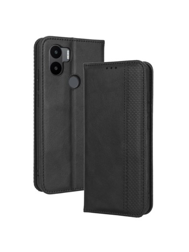 Калъф от еко кожа с ретро текстура тип портмоне за Xiaomi Redmi A1+ - черен Калъф от еко кожа с ретро текстура тип портмоне за Xiaomi Redmi A1+ - черен
