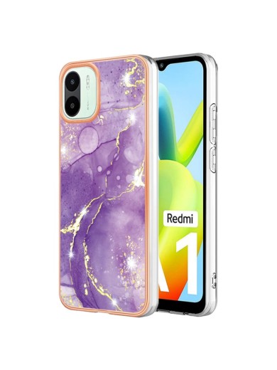 Предпазен удароустойчив гръб с цветни шарки за Xiaomi Redmi A2 - лилав