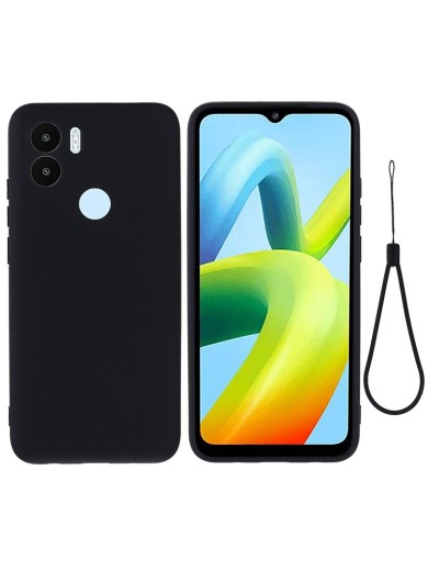Предпазен удароустойчив силиконов гръб с каишка за Xiaomi Redmi A2+ - черен Предпазен удароустойчив силиконов гръб с каишка за Xiaomi Redmi A2+ - черен