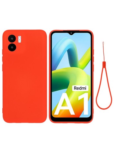 Предпазен удароустойчив силиконов гръб с каишка за Xiaomi Redmi A2 - червен