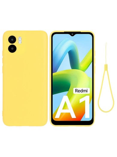 Предпазен удароустойчив силиконов гръб с каишка за Xiaomi Redmi A2 - жълт