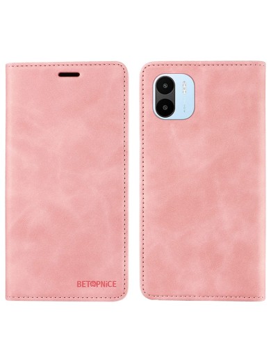 Калъф от еко кожа тип портмоне с RFID  блокираща технология за Xiaomi Redmi A2 - розов
