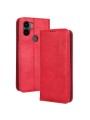 Калъф от еко кожа с ретро текстура тип портмоне за Xiaomi Redmi A2+ - червен