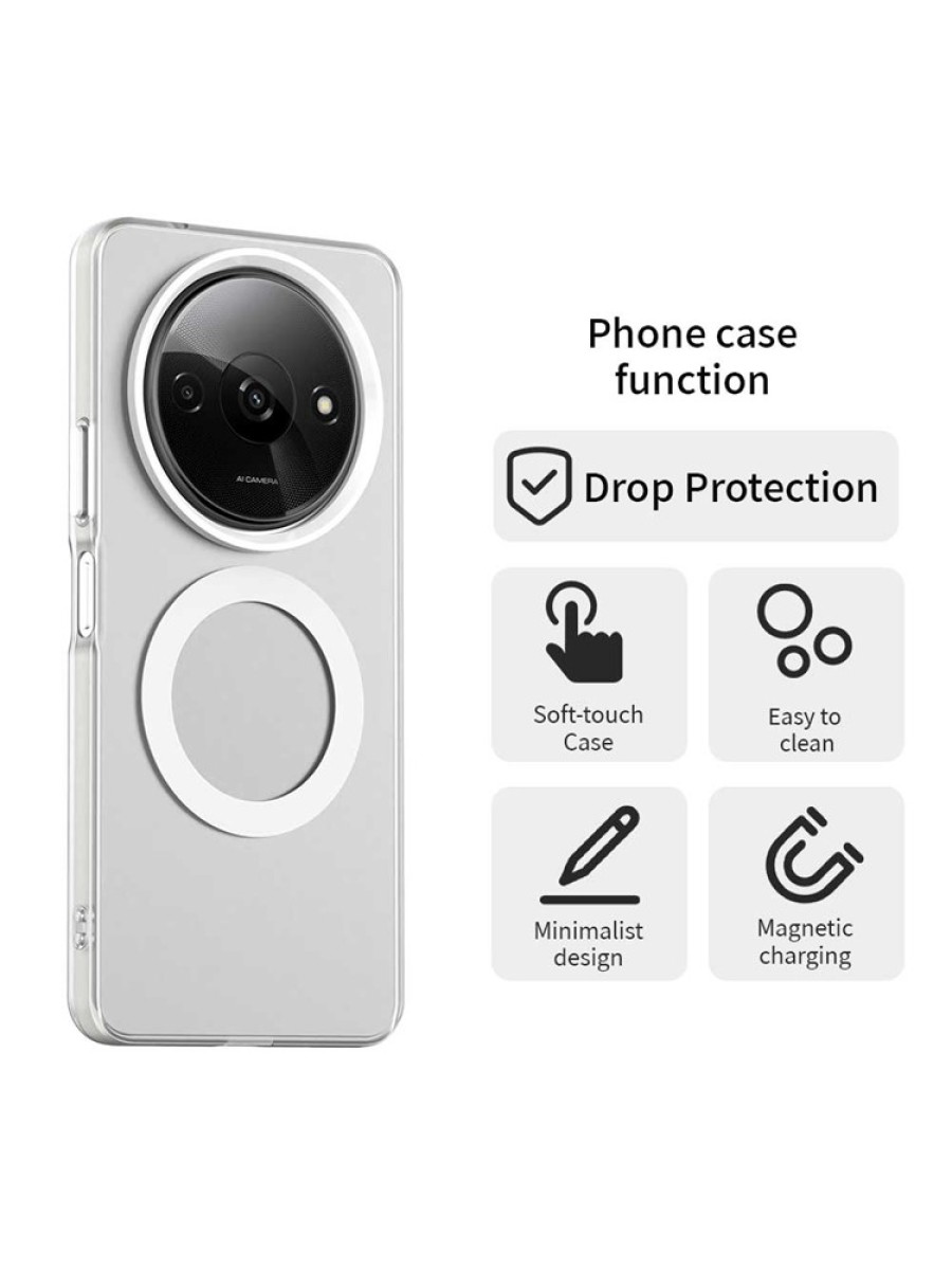 Предпазен гръб съвместим с MagSafe за Xiaomi Redmi A3 - бял