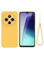 Предпазен удароустойчив силиконов гръб с каишка за Xiaomi Redmi A3 Pro - жълт