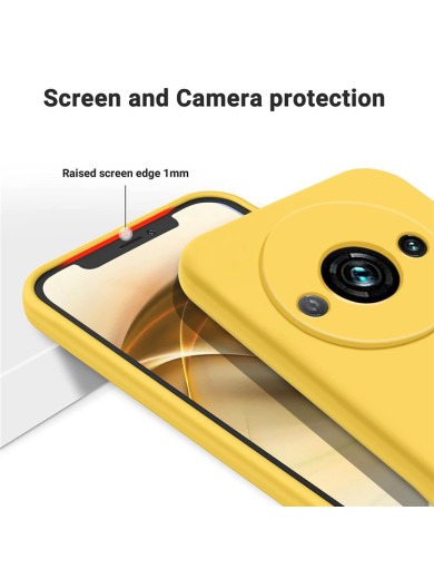 Предпазен удароустойчив силиконов гръб с каишка за Xiaomi Redmi A3x - жълт